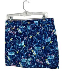 Lilly Pulitzer Blue/Pink Floral Corduroy Mini Skirt. Size 4.
